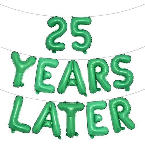 Luftballons "25 Years Later", mehrfarbig, 40,6 cm, Alphabet-Buchstaben, Party-Dekorationen, Luftballons, Partybanner zum 25. Jahrestag (25 Jahre später), Grün von RUIANSI