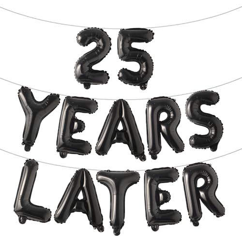 Luftballons "25 Years Later", mehrfarbig, 40,6 cm, Alphabet-Buchstaben, Party-Dekorationen, Luftballons, Partybanner zum 25. Jahrestag (25 Jahre später, schwarz) von RUIANSI