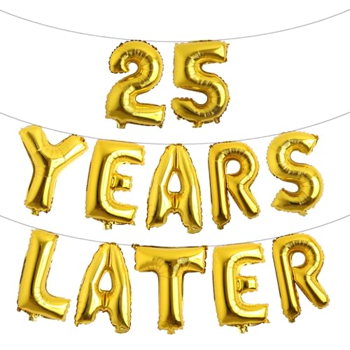 Luftballons mit Aufschrift "25 Years Later", mehrfarbig, 40,6 cm, Alphabet-Buchstaben, Party-Dekorationen, Luftballons, Partybanner zum 25. Jahrestag (25 Jahre später), goldfarben von RUIANSI