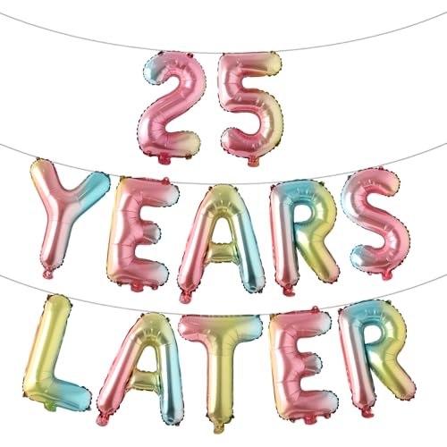 Luftballons mit Aufschrift "25 Years Later", mehrfarbig, 40,6 cm, Alphabet-Buchstaben, Party-Dekorationen, Luftballons, Partybanner zum 25. Jahrestag (25 Jahre später, Regenbogen) von RUIANSI