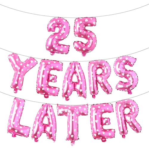 Luftballons mit Aufschrift "25 Years Later", mehrfarbig, 40,6 cm, Alphabet-Buchstaben, Party-Dekorationen, Luftballons, Partybanner zum 25. Jahrestag (25 Jahre später, rosa Herz) von RUIANSI