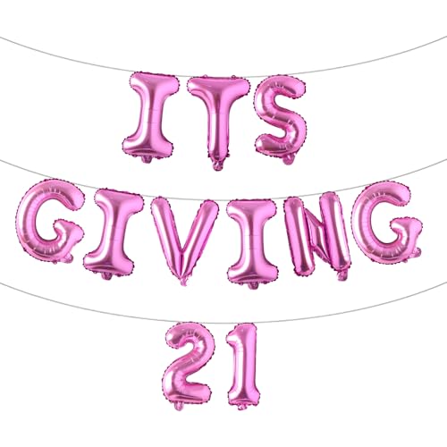 Luftballons zum 21. Geburtstag, Dekoration für 21. Geburtstag, Dekoration, Buchstaben, Partyzubehör (It's Give 21 Rose Red) von RUIANSI