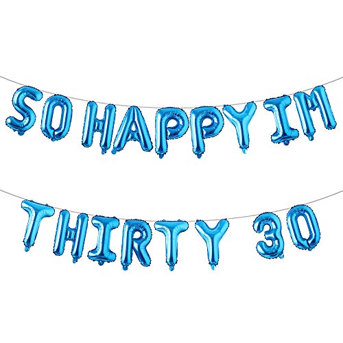 Luftballons zum 30. Geburtstag, lustige Dekoration für Sie-So Happy IM Thirty Ballonbanner, Dirty 30 Geburtstag Partyzubehör Geburtstag Bilderrahmen (IM Thirty 30 blau) von RUIANSI