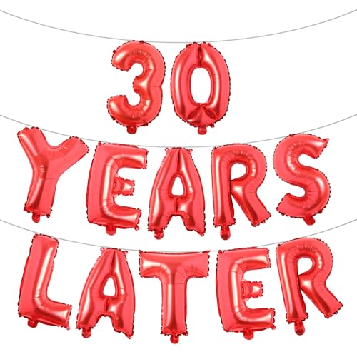 Mehrfarbige Buchstabenballons mit Aufschrift "30 Years Later", 40,6 cm, Folienbuchstaben, Dekorationen, Partydekoration, Buchstabenballons, Partyzubehör, 30 Jahre später (30 Jahre später), Rot von RUIANSI