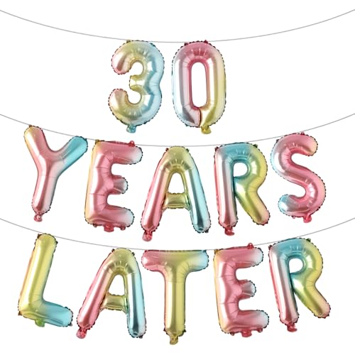 Mehrfarbige Buchstabenballons mit Aufschrift "30 Years Later", 40,6 cm, Folienbuchstaben, Dekorationen, Partydekoration, Buchstabenballons, Partyzubehör (30 Jahre später, Regenbogen) von RUIANSI