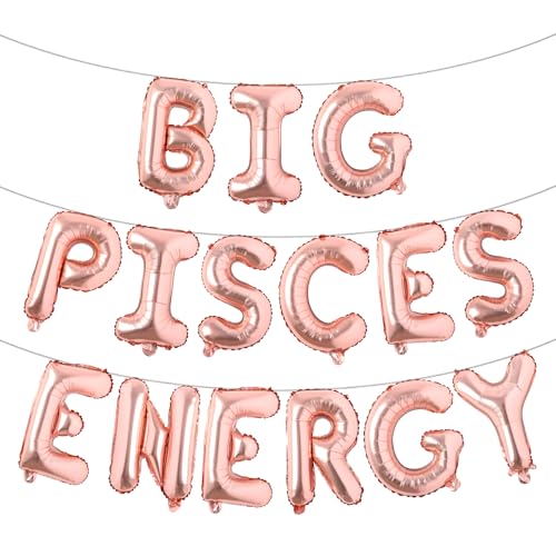 Mehrfarbige große Fische Energieballon-Banner, Geburtstagsparty-Dekoration, Fische Geburtstag, 40,6 cm Buchstaben, 21. Geburtstag, 30. Geburtstag, große Fische Energie, Roségold von RUIANSI