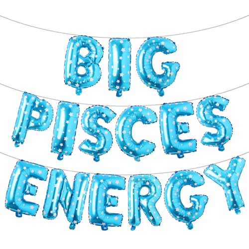 Mehrfarbige große Fische Energieballon-Banner, Geburtstagsparty-Dekoration, Fische Geburtstag, 40,6 cm Buchstaben, 21. Geburtstag, 30. Geburtstag, große Fische Energie, blauer Stern) von RUIANSI