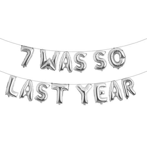 Mehrfarbiges Ballon-Banner zum 8. Geburtstag, Party-Dekoration, Zubehör und Gastgeschenke, Dekoration zum 8. Hochzeitstag (7 Was so letztes Jahr), silberfarben von RUIANSI