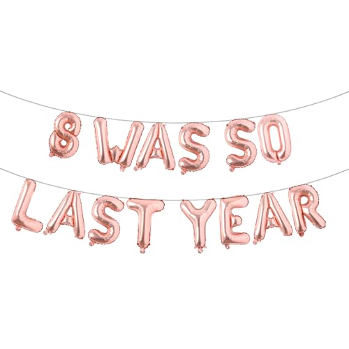 Mehrfarbiges Ballonbanner zum 9. Geburtstag, Party-Dekoration, Zubehör und Gastgeschenke, Dekoration zum 9. Hochzeitstag (8 Was So Last Year) Roségold von RUIANSI