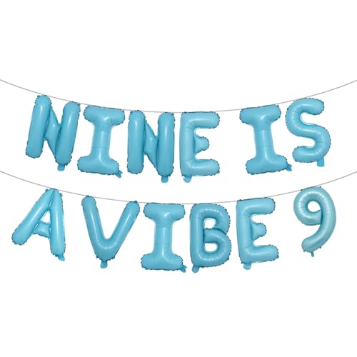Nine Is A Vibe Geburtstagsdekoration, grooviger 9. Geburtstag, Partyzubehör, neun Luftballons, Hippie-Banner, Dekoration, Retro-Dekor für neun Jahre altes Mädchen (neun ist eine Stimmung, 9 Hellblau) Nine Is A Vibe Geburtstagsdekoration, grooviger 9. Geburtstag, Partyzubehör, neun Luftballons, Hippie-Banner, Dekoration, Retro-Dekor für neun Jahre altes Mädchen (neun ist eine Stimmung, 9 Hellblau) von RUIANSI