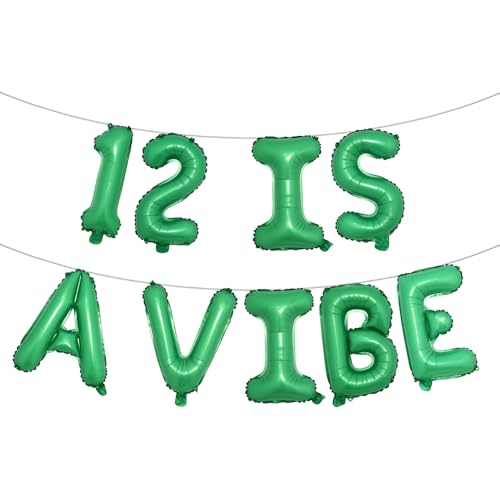 Party-Dekorationen zum 12. Geburtstag für Mädchen, mehrfarbig, 12 ist ein Vibe-Ballon-Banner, Prost bis 12 Jahre, Partyzubehör für Geburtstagspartys (12 ist eine Stimmung, grün) von RUIANSI