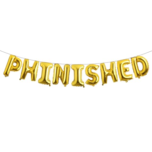 Phinished Luftballons, Ph.inished. Finished I'm Phinally Done Graduation Party Dekorationen für Doktorgraden und Überlebende, Klasse 2025 Congrats Doctor Party Supplies, PhD Geschenk (PHINISHED Gold) von RUIANSI