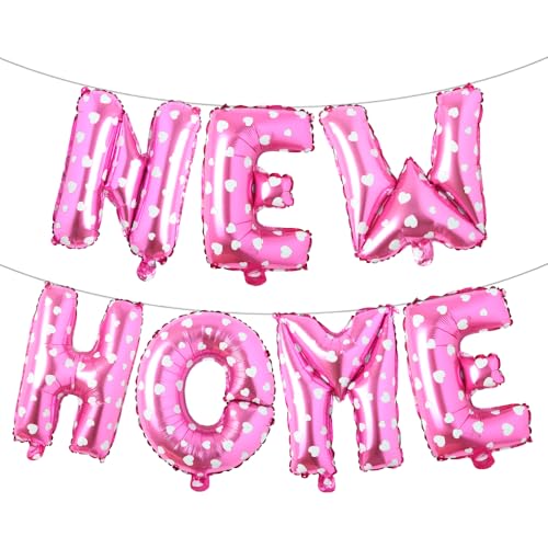 Willkommensdekoration – Einweihungsparty-Dekorzubehör, Ballon-Banner und Hintergrund (neues Zuhause, rosa Herz) von RUIANSI