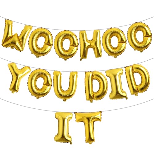 Woohoo You Did It Ballon-Banner, Aufschrift "We are So Proud Of You", Congrats Grad 2025, 2025, Abschlussfeier, Party-Dekorationen (Woohoo You Did It), Goldfarben von RUIANSI