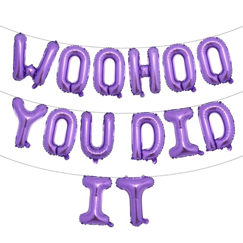 Woohoo You Did It Ballon-Banner, Aufschrift "We are So Proud Of You", Congrats Grad 2025, 2025, Abschlussfeier, Party-Dekorationen (Woohoo You Did It), Lila von RUIANSI