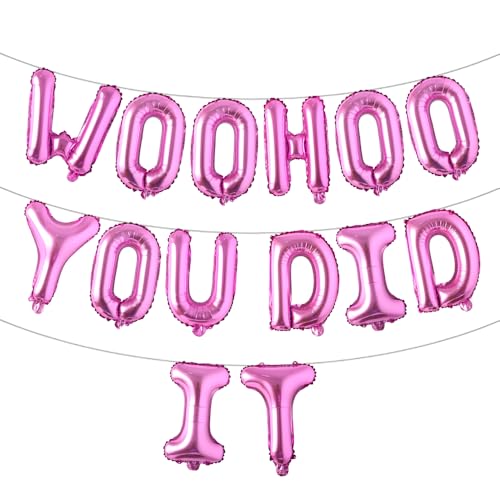 Woohoo You Did It Ballon-Banner, Aufschrift "We are So Proud Of You", Congrats Grad 2025, 2025, Abschlussfeier, Party-Dekorationen (Woohoo You Did It), Rosarot von RUIANSI