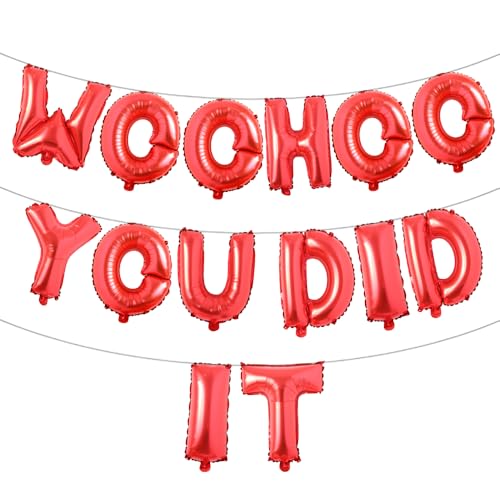 Woohoo You Did It Ballon-Banner, Aufschrift "We are So Proud Of You", Congrats Grad 2025, 2025, Abschlussfeier, Party-Dekorationen (Woohoo You Did It), Rot von RUIANSI