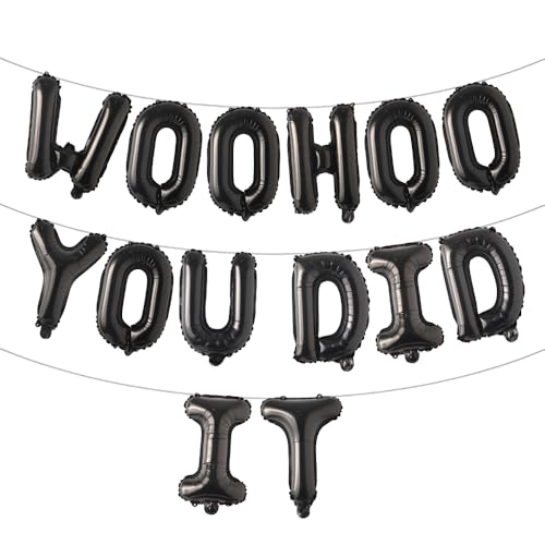 Woohoo You Did It Ballon-Banner, Aufschrift "We are So Proud Of You", Congrats Grad 2025, 2025, Abschlussfeier, Party-Dekorationen (Woohoo You Did It), Schwarz von RUIANSI