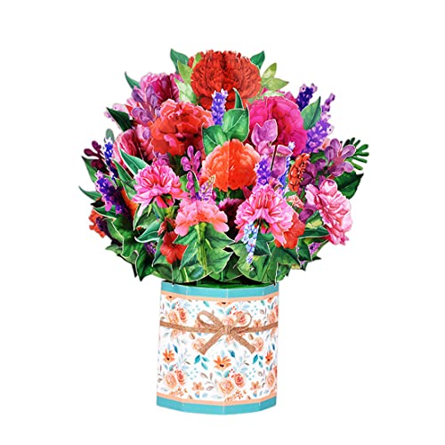 Pop-Up Blumenkarte für Mama, 24,8 x 24,8 cm 3D Blumen Klappkarte zum Muttertag, Blumenstrauß Karte mit blanko-Umschlag für Geburtstag, Muttertag, Jahrestag (Nelke) von RUICK