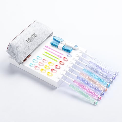 Ruidi Häkelnadel Set, 8 Stück Ergonomische Häkelnadeln 2,5 mm–6,0 mm, Perfekt Häkelset Für Anfänger, Mit Maschenmarkierern und Häkel Zubehör, Inklusive Häkeltasche von RUIDI