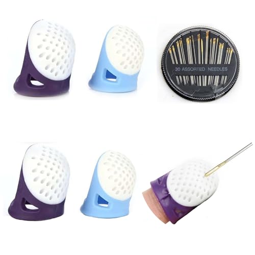 Fingerhut-Set mit 30 Nähnadeln, Silikon-Fingerspitzenschutz, Fingerschutz, Fingerschutz, Fingerhut, Griff, Nähnadel-Set zum Stricken, Quilten, Bastelwerkzeuge, 5-teilig Fingerhut-Set mit 30 Nähnadeln, Silikon-Fingerspitzenschutz, Fingerschutz, Fingerschutz, Fingerhut, Griff, Nähnadel-Set zum Stricken, Quilten, Bastelwerkzeuge, 5-teilig von RUIENGCOMM