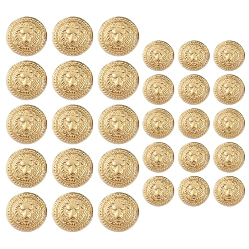 RUIFUU Blazerknopf-Set aus Metall, Vintage-Stil, goldfarben, Löwenkopf, Metallknöpfe, Blazerknöpfe für Anzüge, Sportmäntel, Uniformjacken, 30 Stück (15 mm, 23 mm) von RUIFUU