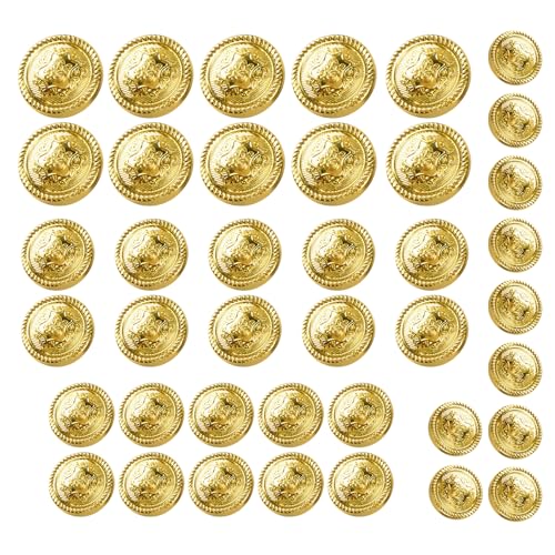 RUIFUU Blazerknopf-Set aus Metall, goldfarben, Vintage-Messing-Knöpfe für Blazer, Anzüge, Sportmäntel, Uniformjacken (15 mm, 18 mm, 20 mm, 25 mm) von RUIFUU