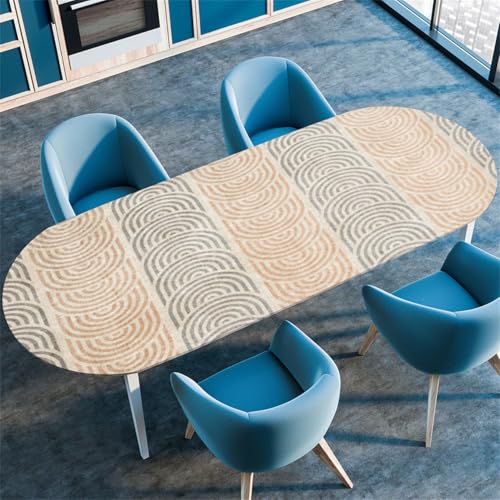 Modern Schlicht Ovale Tischdecke, Geometrisch Marmor Künstlerisch Malerei Muster, für Esstische, Küchen, Camping und Partys, Wasserdicht Elastischer Rand Tischdecke (Color 10,132cmx178cm) von RUILBJM