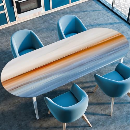 Modern Schlicht Ovale Tischdecke, Geometrisch Marmor Künstlerisch Malerei Muster, für Esstische, Küchen, Camping und Partys, Wasserdicht Elastischer Rand Tischdecke (Color 7,122cmx183cm) von RUILBJM