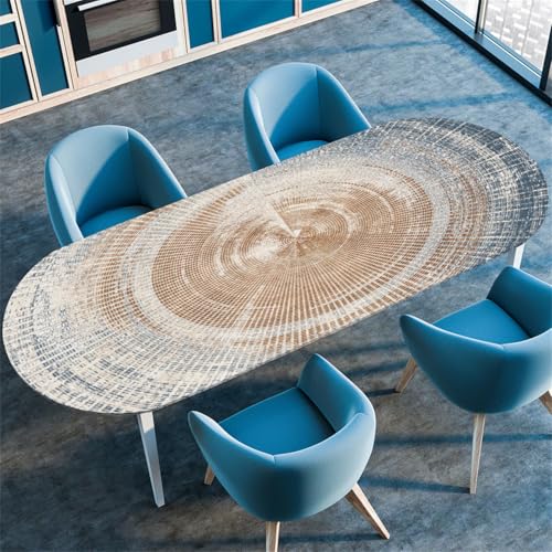 Modern Schlicht Ovale Tischdecke, Geometrisch Marmor Künstlerisch Malerei Muster, für Esstische, Küchen, Camping und Partys, Wasserdicht Elastischer Rand Tischdecke (Color 8,132cmx305cm) von RUILBJM