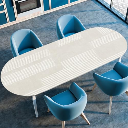 Modern Schlicht Ovale Tischdecke, Geometrisch Marmor Künstlerisch Malerei Muster, für Esstische, Küchen, Camping und Partys, Wasserdicht Elastischer Rand Tischdecke (Color 9,132cmx305cm) von RUILBJM