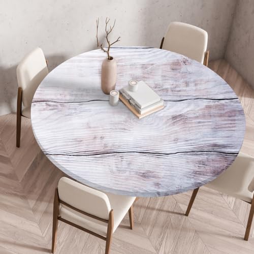 Runde Tischdecke Holzstruktur Motive Elastische Home Runde Table Cover wasserdichte ölbeständige Wiederverwendbare Picknick Tischdecken Moderne Haus Dekoration (Stil 1,23.6 Inch) von RUILBJM