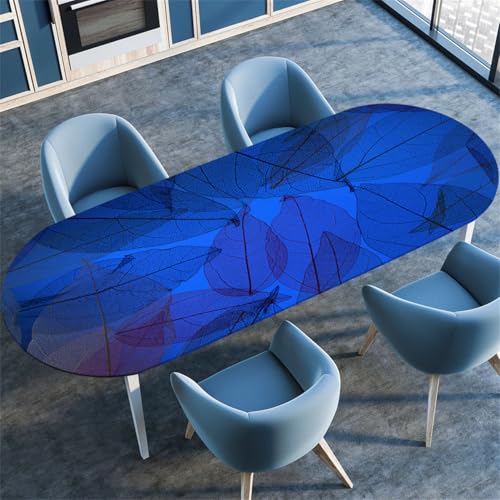 Vintage Blatt Pflanzen Muster Ovale Tischdecke, Stretch-Kante Tischdecke, rutschfest Wasserdicht Ölbeständig, Geeignet für Esstisch Küche Camping, Couchtischdecke (Farbe 11,137cmx183cm) von RUILBJM