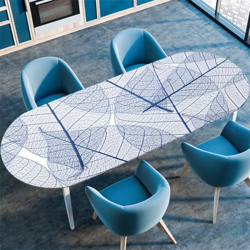 Vintage Blatt Pflanzen Muster Ovale Tischdecke, Stretch-Kante Tischdecke, rutschfest Wasserdicht Ölbeständig, Geeignet für Esstisch Küche Camping, Couchtischdecke (Farbe 4,132cmx305cm) von RUILBJM