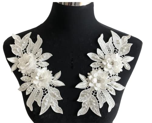 RUINUO 3D-Spitzenperlen, Blumenapplikation, Aufnäher, Aufnäher, Stickerei, Applikationen, Strass, Nähen, Hochzeitskleid, Halsband, Dekoration, Weiß RUINUO 3D-Spitzenperlen, Blumenapplikation, Aufnäher, Aufnäher, Stickerei, Applikationen, Strass, Nähen, Hochzeitskleid, Halsband, Dekoration, Weiß von RUINUO