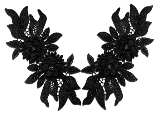 RUINUO 3D-Spitzenperlen, Blumenapplikation, Aufnäher, Aufnäher, Stickerei, Applikationen, Strasssteine, Nähen, Hochzeitskleid, Halsband, Dekoration, schwarz RUINUO 3D-Spitzenperlen, Blumenapplikation, Aufnäher, Aufnäher, Stickerei, Applikationen, Strasssteine, Nähen, Hochzeitskleid, Halsband, Dekoration, schwarz von RUINUO
