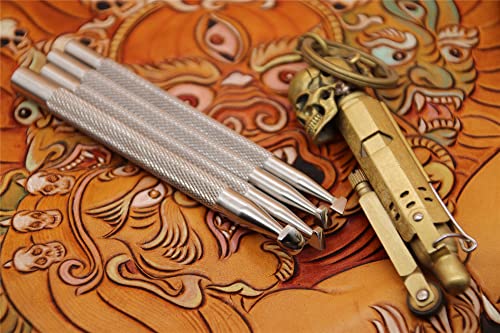 Leder-Stempelwerkzeug, Abschrägung, Unterschnitt-Stempel, 304 Edelstahl, Schnitzerei, DIY-Lederhandwerkswerkzeuge (komplettes Set, 4 Stück (XS+S+M+L)) von RUIQIN