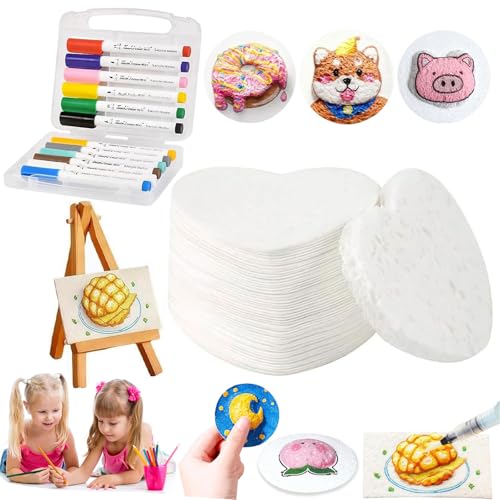 Magic Puffy Paint, 3D-Zeichnung Magic Schwamm Leinwand, Blase Textur Leere Zeichnung Papier, Blase Popcorn Zeichenstift, Farbige 3D-Tinte (Herzgarnitur) von RUIQLXHANG