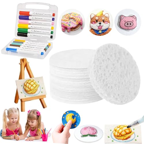Magic Puffy Paint, 3D-Zeichnung Magic Schwamm Leinwand, Blase Textur Leere Zeichnung Papier, Blase Popcorn Zeichenstift, Farbige 3D-Tinte (Runde Garnitur) von RUIQLXHANG
