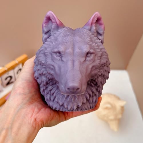 RUISWAHS 3D-Silikonform mit wildem Wolfskopf, Sojawachs, Aromatherapie, Gipsharz, Kuchen, Seife, Heimdekoration, DIY, Kunst, Tier-Silikonform (3D-Wolfskopf-Form (G)) von RUISWAHS