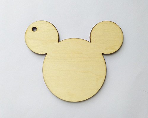 20 Natur unlackiert Mickey Mouse Holz Scheibe mit Loch für Schmuck DIY Schlüsselanhänger Geburtstag Hochzeit Crafts 2.5" von RUIXUAN LASER CUT