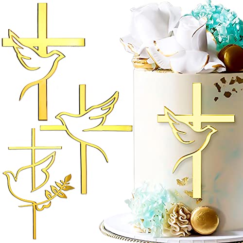 Baby Shower Cake Topper Taufe Deko Junge Happy Birthday Tortendeko Geburtstag Taufdeko Erstkommunion Tortentopper Taube Kreuz Torten Topper Acryl Tortenaufleger Mädchen Cupcake Topper Kuchen Deko von RUIYDZ