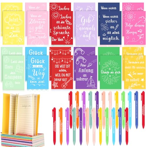 24 Sets Dankeschön Geschenk für Kollegen Mitarbeiter Lehrer Schuler- 24 Stück Bunt Notizbuch Mini Motivierend Notizblöcke Tagebücher, 24 Motivation Kugelschreiber Druckkugelschreiber für Schule Büro 24 Sets Dankeschön Geschenk für Kollegen Mitarbeiter Lehrer Schuler- 24 Stück Bunt Notizbuch Mini Motivierend Notizblöcke Tagebücher, 24 Motivation Kugelschreiber Druckkugelschreiber für Schule Büro von RUIYELE