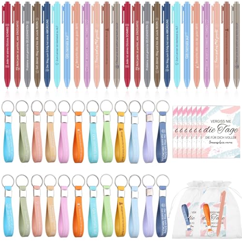 24 Sets Inspirierende Geschenke für Schüler von Lehrern-Silikon Schlüsselanhänger Bunte Kugelschreiber Druckkugelschreiber Dankeschön Abschiedgeschenk für Mitarbeiter Kollegen Schuleranfang Abitur von RUIYELE
