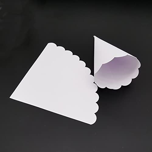 RUIYWEN 50 Stück Konfetti Hochzeit Papier Kegel mit Doppelseitigem Klebeband Papierstrauß für Süßigkeiten Schokolade Blütenblätter Party Dekoration (Weiß) von RUIYWEN