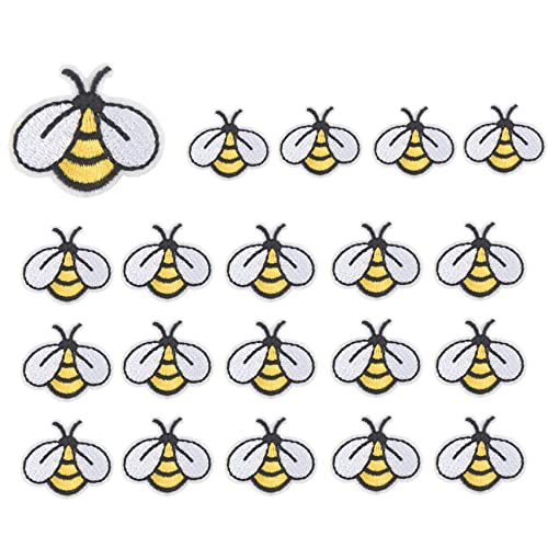 20 STÜCKE Biene NäHen AufnäHer Gestickte Applikation AufbüGeln AufnäHer AufnäHen Dekoration für Kleidung und Jacken Mach Es Selbst Kunst von RUIZHU