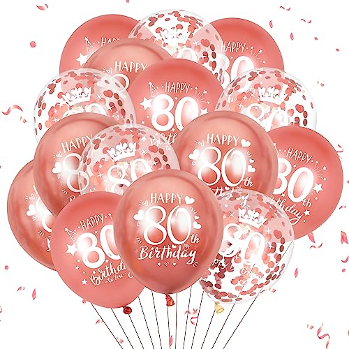80. Geburtstag Luftballons, 15 Stück Roségold 80. Geburtstag Luftballons, Roségold 80. Geburtstag Party Dekorationen Luftballons für Frauen Männer 80. Geburtstag Jubiläum Dekoration von RUMIA