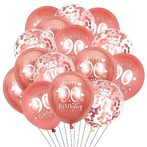 90. Geburtstag Luftballons, 15 Stück Roségold 90. Geburtstag Luftballons, Roségold 90. Geburtstag Party Dekorationen Luftballons für Frauen Männer 90. Geburtstag Jubiläum Dekoration von RUMIA