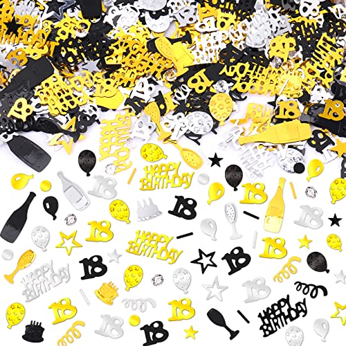 3000 Stück Schwarz-Gold-Silber-Konfetti-Dekorationen zum 18. Geburtstag mit Diamanten, Schwarz-Gold-Dekor zum 18. Geburtstag, Metallfolien-Konfetti-Streuer für den Geburtstag von Jungen und Mädchen 3000 Stück Schwarz-Gold-Silber-Konfetti-Dekorationen zum 18. Geburtstag mit Diamanten, Schwarz-Gold-Dekor zum 18. Geburtstag, Metallfolien-Konfetti-Streuer für den Geburtstag von Jungen und Mädchen von RUMIA