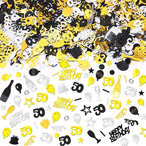 3000 Stück Schwarz-Gold-Silber-Konfetti-Dekorationen zum 50. Geburtstag mit Diamanten, Tischdekoration aus Metallfolie zum 50. Geburtstag, Konfetti-Streuer für Männer und Frauen, Geburtstagsparty 3000 Stück Schwarz-Gold-Silber-Konfetti-Dekorationen zum 50. Geburtstag mit Diamanten, Tischdekoration aus Metallfolie zum 50. Geburtstag, Konfetti-Streuer für Männer und Frauen, Geburtstagsparty von RUMIA